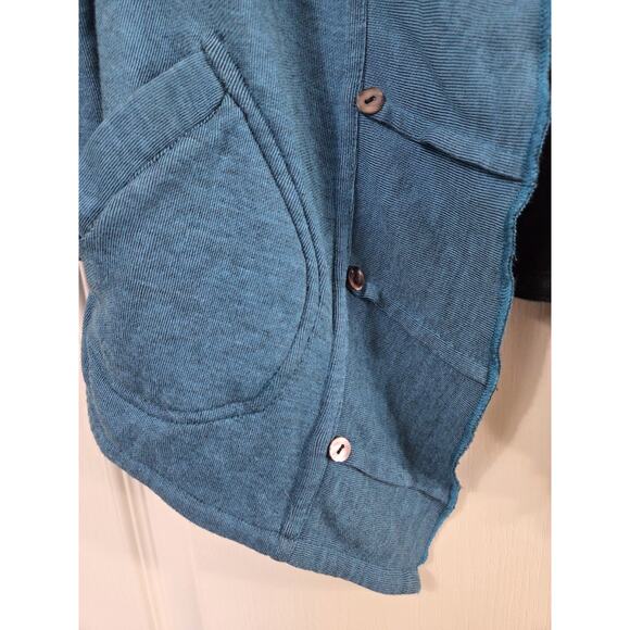 Parsley & Sage Reversible Aqua Blue Black Artsy Boho Knit Cardigan Size Medium - Picture 5 of 16